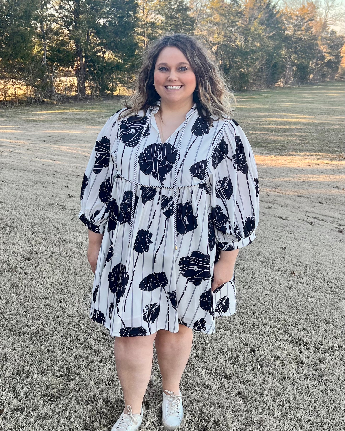 Plus Size Black Floral Dress